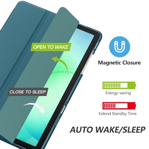 Image of MoKo for Samsung Galaxy Tab A11 Plus / A11+ Case 11 Inch 2026, Galaxy Tab A9 Plus / A9+ Case 11 Inch 2024, Slim Stand Hard PC Translucent Back Shell Smart Cover, Auto Wake /Sleep, Turquoise