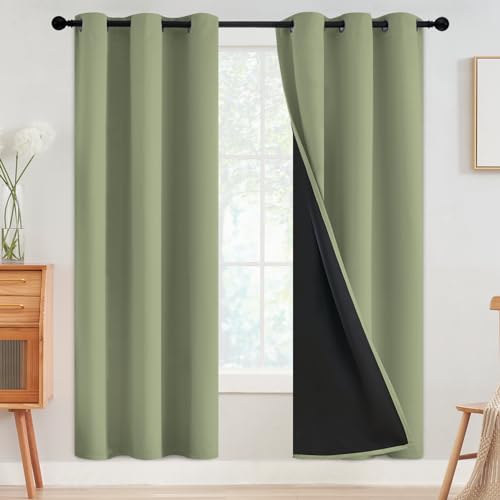 Image of SimpleHome Sage 100% Blackout Curtains Room Darkening Living Room 72 Inch