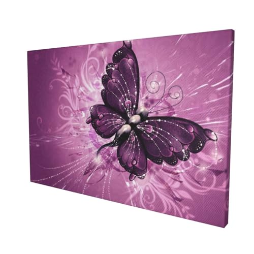 Toile moderne papillon rose décoration murale OUSIKA tableau tableau