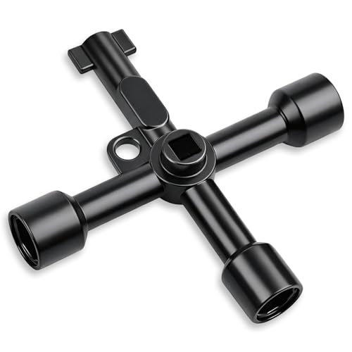 Vierkantschlüssel 4 Wege Schaltschrankschlüssel 4 Kant Schlüssel Universal Kreuzförmiger MultifunktionsschlüSsel für Elektrische Wasser Gas Meter Box Schrank Öffnen Klein Multifunktionaler Cross Key