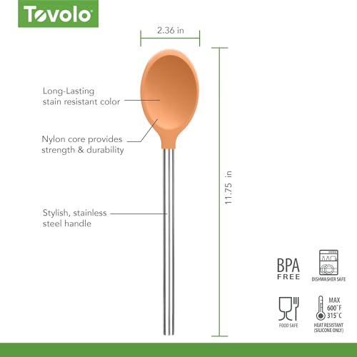 Cuillère à mélanger en silicone abricot au design épuré durable