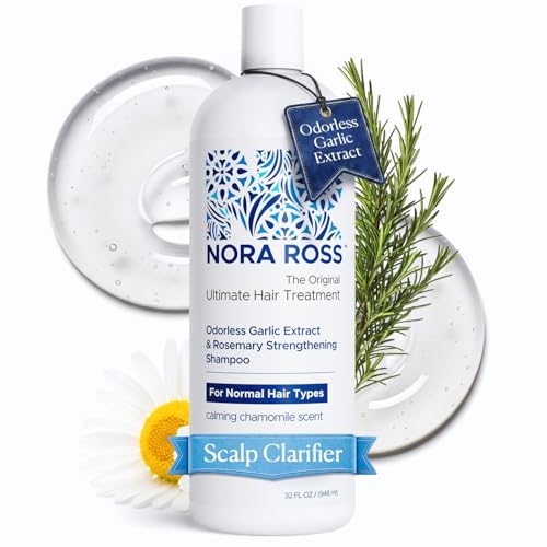Nora Ross Garlic Extract & Rosemary Strengthening Shampoo – Hair Growth Shampoo with Thickening Support – Clarifying Scalp Cleanse for Thinning & Fine Hair – Cleansing Formula for Men & Women – 32oz