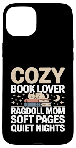Cozy Book Lover Ragdoll Mom �\�t�g�y�[�W �Â��Ȗ� �X�}�z�P�[�X iPhone 15 Plus �p