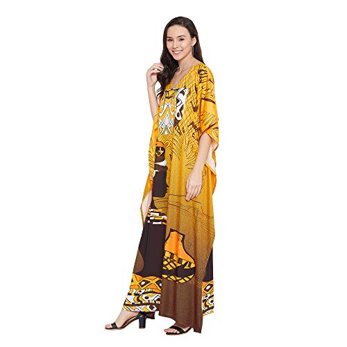 Image of Oussum Plus Size Kaftan Dresses for Women, Polyester Summer Caftan Cover Up Maxi Beach Dress, 1X-3X