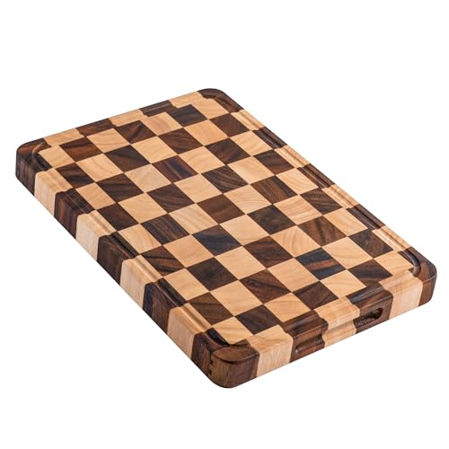 Comparison: Milk Street Best Cutting Board 8 FYCTIO Cutting Boards for Kitchen, Large Acacia Wood Chopping Board, Thick Checkered Cutting Board with Juice Grooves & Handles, Charcuterie Board Butcher Block with Gift Box, 16