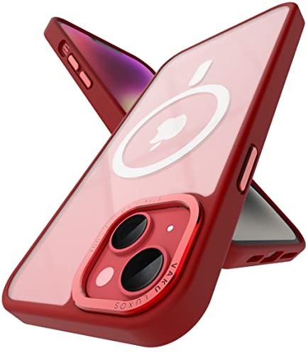 Image of Vaku Luxos Trans Armor MagPro for iPhone 14 Cover Case, 6 Feet Drop, Metal Ring Camera Protection, Shockproof, Scratch Resistant, Slim, Compatible with MagSafe Back Cover - Red