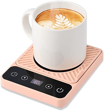 Coffee Warmer for Desk - Electric Mug Warmer, Coffee Mug Warmer with Timer, 6 Temp Mug Warmer, LED Display Smart Coffee Cup Warmer, Mug Heater for Coffee Tea Pink