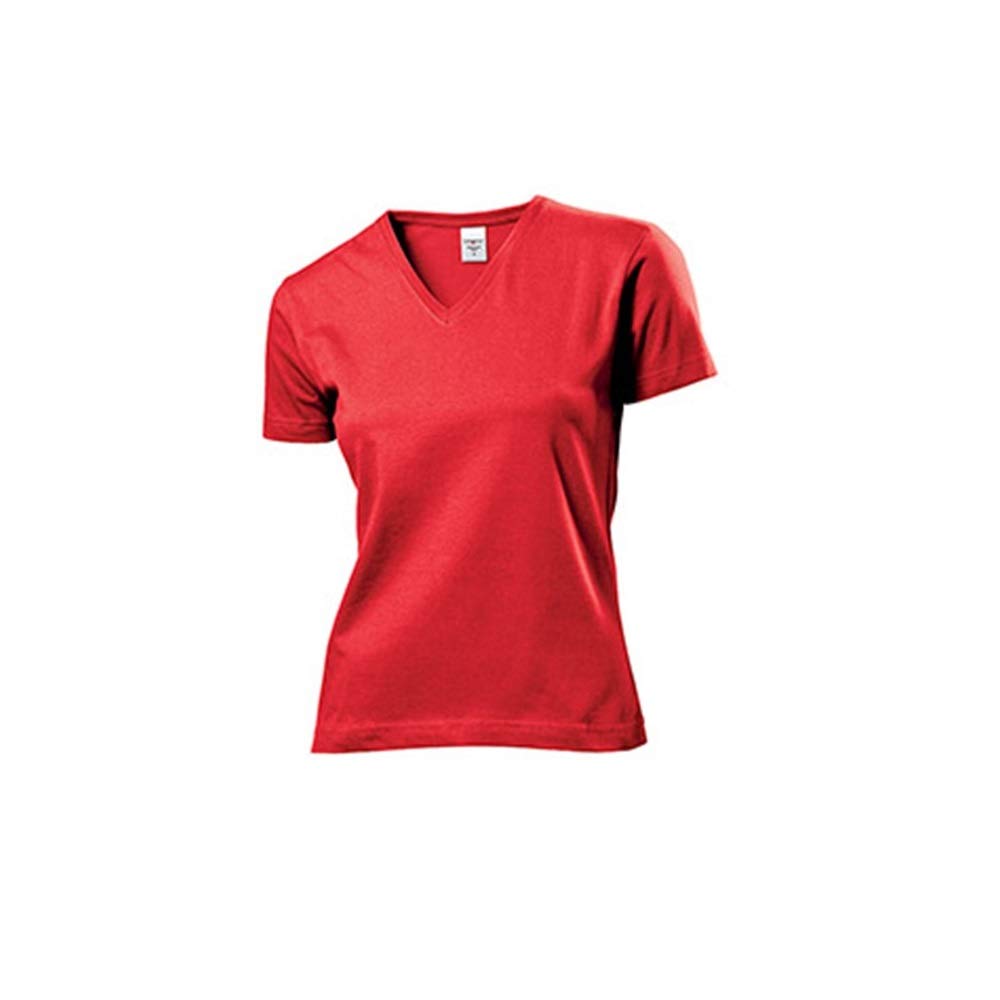 Stedman Apparel Women's Classic-T V-Neck/ST2700 Regular Fit Short Sleeve T-Shirt, Scarlet Red, Size 12 (Manufacturer Size:Medium)