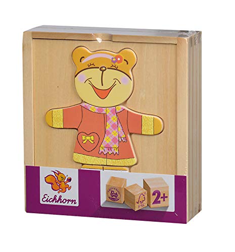 Eichhorn 100005401 - Bären-Puzzle, mit versch. Kleidungsstücken zum Wechseln, 4 Verschiedene Motive, Keine Motivauswahl möglich, Lieferumfang 1 STK., FSC 100% Zertifiziertes Lindensperrholz