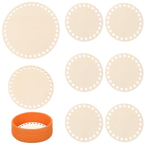 WJIAAA 8 piezas de suelo de madera para cesta de ganchillo, 10-15 cm de base de mimbre para ganchillo con agujeros de 6,5 mm, kit de manualidades para suelo de bolsillo, cesta, trenzas y proyectos de