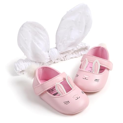 Image of Baby Girls Mary Jane Flats with Bowknot Floral Princess Wedding Dress Shoes Soft Newborn Infant Crib First Walkers Prewalker