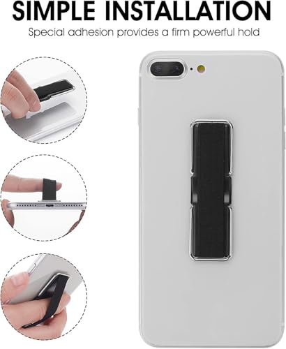 Image of Mizi [2PACK] Phone Strap Finger Grip Holder, Slim Adhesive Flat Cellphone Kickstand with Elastic Loop for Most Smartphones and Cell Phone Cases - Black /Pink