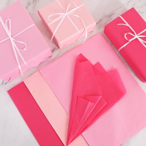 Image of BEISHIDA 90 Sheets Pink Series Tissue Paper Bulk, Valentine's Day Wrapping Tissue Paper for Gift Bags, 14 x 20 Inch Gift Wrap for Valentines Mothers Day Birthday DIY Crafts Decor Holiday Flowers
