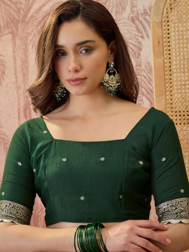 Image of SIRIL Women's Banarasi Silk Jacquard Zari Work Saree With Unstitched Blouse Piece