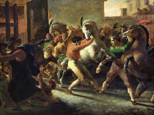Peinture Géricault course des chevaux barbares : habillez vos grands murs vides avec cette toile