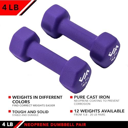 JFIT Neoprene Dumbbell (Set of 2), 4 LBS