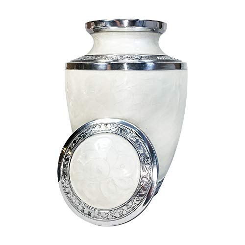 Pearl White Large Size Adult Urn For Ashes, Memorial Cremation Urns With Custom Engraving And Velvet Bag #TOP6