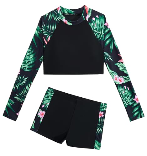 Happy Cherry Girsl Rash Guard Long Sleeve Swim Shirts Swimsuit Bathing Suit with Bottom - Main Image