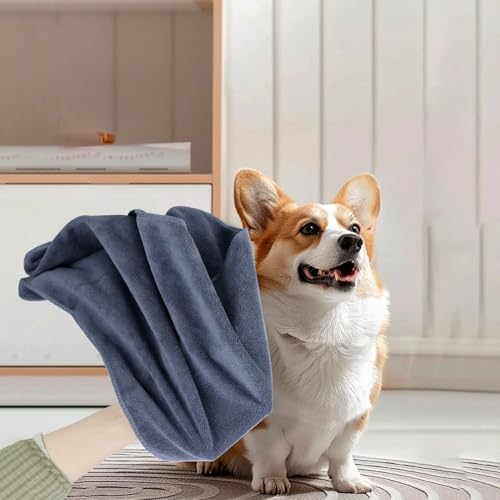 QWORK® 2 Stück Hundehandtuch Set, 75x35 cm Hunde Handtuch, Grau Extra Saugfähig Handtuch, Mikrofaser Handtuch, für Haustiere