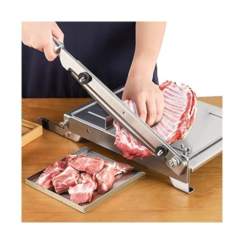 YMXEURSC Rebanadora de Guillotina de Acero Inoxidable Rebanadora Comercial de Pollo Pato y Pescado,Cortador pequeño congelado(210mm)