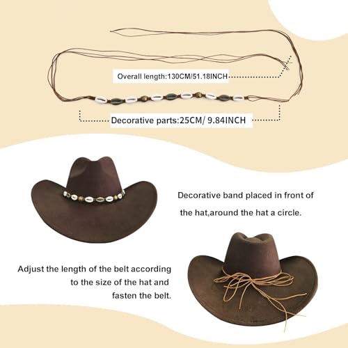 Image of Cowboy Hat Bands for Men Women, Leather Hatbands Belt for Cowboy /Western /Fedora /Cowgirl Hats