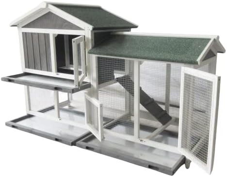 BUNNY BUSINESS The Grove Grey Double Decker Rabbit/Guinea Pig Hutch and Run EXTRA DEPTH WITH FLOOR (GREY GROVE, NO COVER)