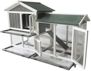 BUNNY BUSINESS The Grove Grey Double Decker Rabbit/Guinea Pig Hutch and Run EXTRA DEPTH WITH FLOOR (GREY GROVE, NO COVER)