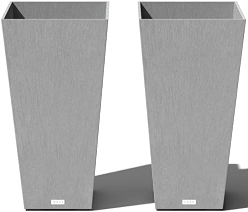 Veradek V-Resin Indoor/Outdoor Taper Planter (Gray, 30 inch - 2 Pack)