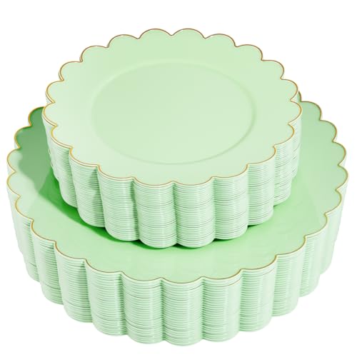 LIYH Light Green Plates with Gold Edges