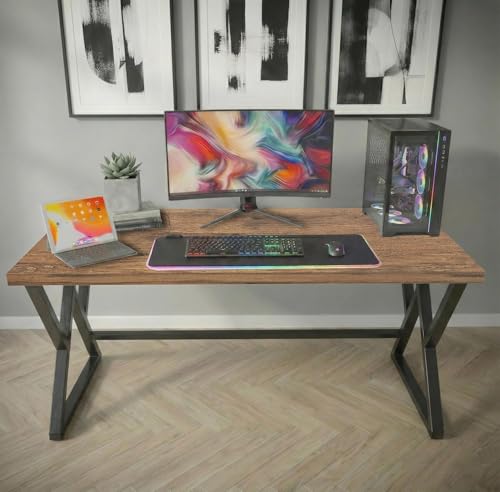 Image of Klaxon Modern Computer Table for Home PC - Multipurpose Office Desk for Home & Work | Gaming Table, Computer Table, Desktop Table for Home Office (Riva Forest Dark Medium)
