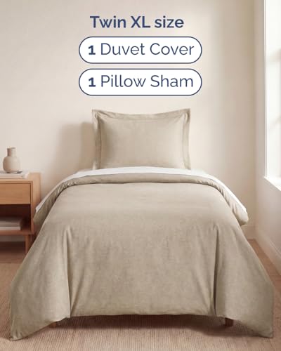 Image of Duvet Cover Twin /Twin XL - 2 Piece Set, College Dorm Room - Heathered Beige