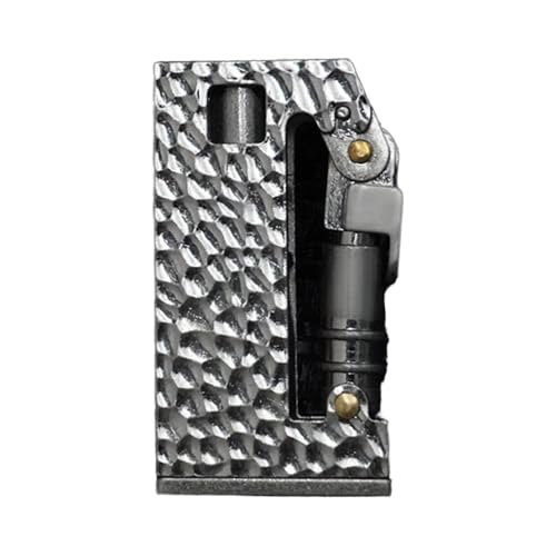 Image of Smoke King Silver Hammered Armor Lighter Triple Side Switchable Flame Unique Antique Style Refillable Lighter