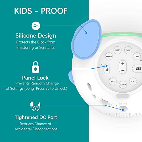 Windflyer Ok To Wake Clock For Kids, Sleep Training Clock With Night Light And Sound Machine, Kids Alarm Clock For Bedrooms, Blue #TOP4