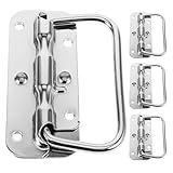 OKUMEYR 4Pcs 100mm Stainless Steel Spring Loaded Case Handles Heavy Duty Chest Pull Handles for Toolbox Industrial Equipment Boxes with Metal Springs