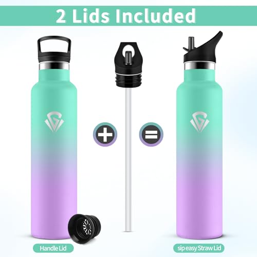 Borraccia Termica 1L, Bottiglia Termica a Prova di Perdite, senza BPA, Riutilizzabile, Facile Pulizia, Borraccia Acciaio Inox con Cannuccia, Termos per Adulto, Campeggio, Ciclismo, Viaggio, Yoga - Immagine 3