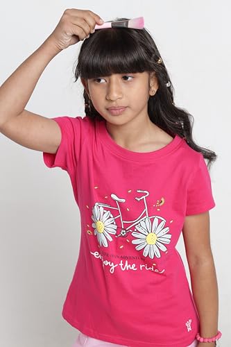 Image of Under Fourteen Only Girls Cotton Tops Collection - Round Neck, Crop Top, Full & Half Sleeve, Drop Shoulder, Ruffle Sleeve, Graphic Printed, Embroidered & Slub Knit Styles