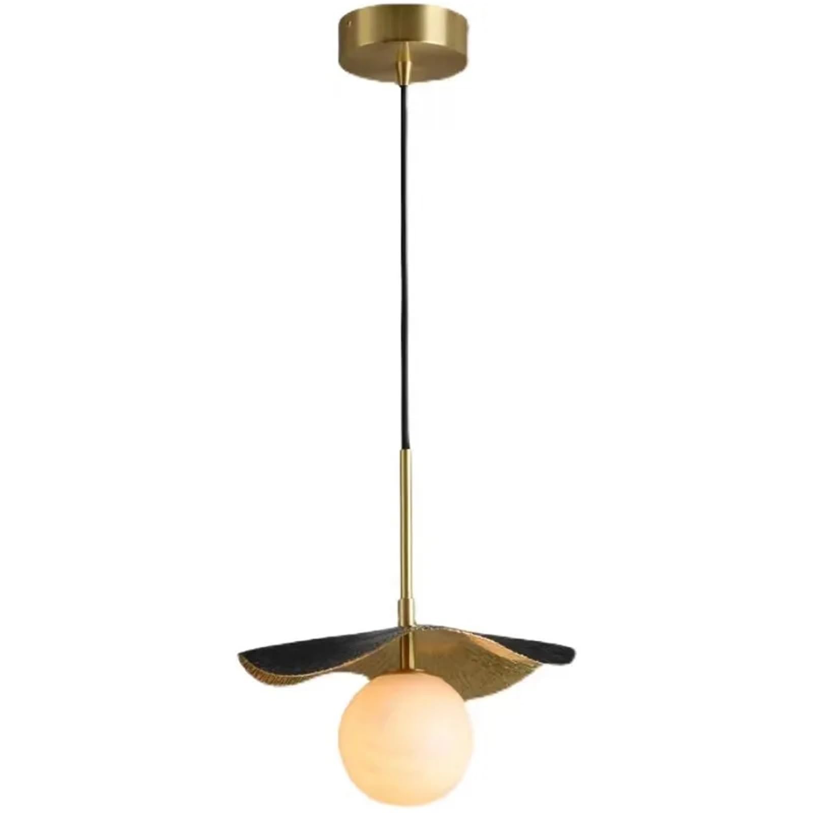 KXEcoLife Copper Bedside Chandelier Natural Marble Ball Dining Room Kitchen Lighting Fixtures G9 Bulb