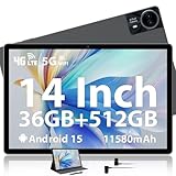 MAXLEGEN 14 Zoll, 36GB RAM+512GB ROM/1TB TF SIM Tablet 2K 2000x1200 Touch Display, 4G LTE+5G WLAN, Android 15, Octa-Core, 4 Lautsprecher, 13MP/11580mAh/GMS/GPS, inkl. Pen/Hülle/Kopfhörer