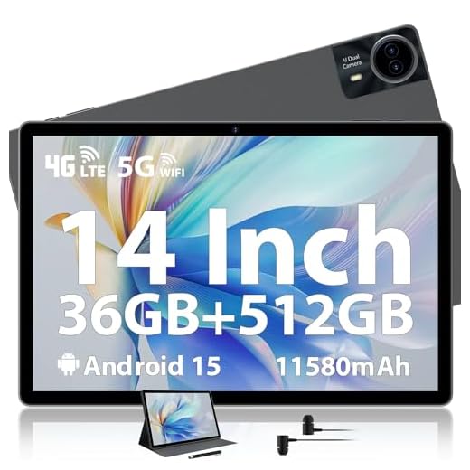 MAXLEGEN 14 Zoll, 36GB RAM+512GB ROM/1TB TF SIM Tablet 2K 2000x1200 Touch Display, 4G LTE+5G WLAN, Android 15, Octa-Core, 4 Lautsprecher, 13MP/11580mAh/GMS/GPS, inkl. Pen/Hülle/Kopfhörer