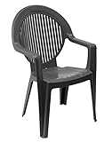 muebles de jardin de ratan plastico Fabricación francesa GROSFILLEX Sillón Fidji 2, PVC, Antracita, 91 x 59 x 58 cm