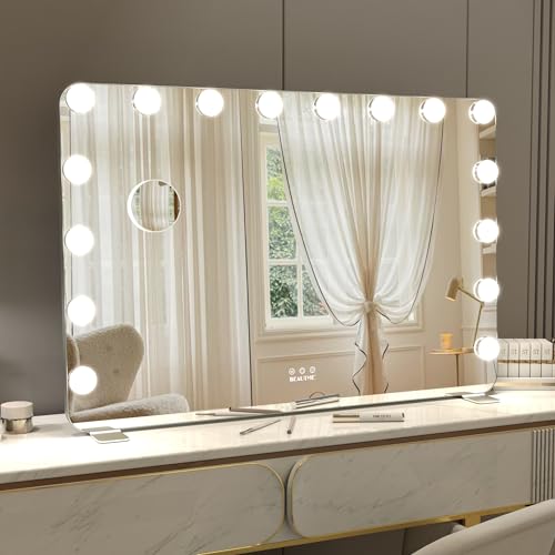 Espejo de maquillaje rectangular con luces 36x24"