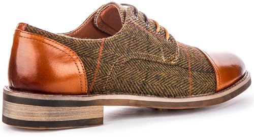 Theon Men's Oxford Toe Leather Felt Shoes Shoes (Brown, US 14)3