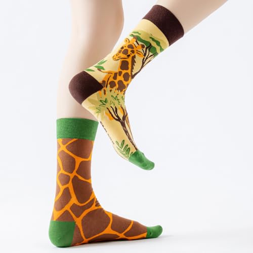 Image of 2 Pairs Cartoon Animal Crew Socks Fun Cotton Mid Calf Socks for Women