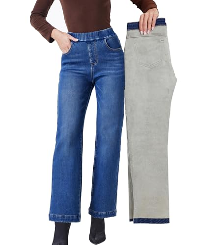Jeans d'hiver doublure flanelle Fakanhui contre les jambes froides