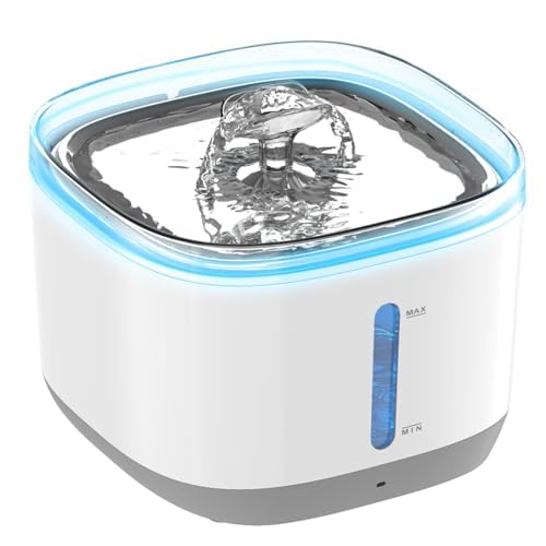 MAGETANG Cat Water Fountain, 100oz/3L Wireless Pet Water Fountain Battery Operated, Water Fountains for Cats Indoor with Motion Sensor, 5-Stage Filtration, Stainless Steel Tray, LED Light & BPA-Free