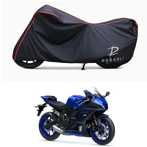 Image of Waterproof Bike Body Cover Compatible for | Yamaha R7 | Taffeta Fabric, Red Piping Design, Bottom Elastic Fit | Dustproof, Sun UV & Rain Protection for All Bikes