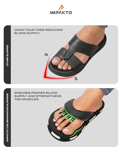 Image of Impakto 5 Finger Slippers for Men | Lightweight & Flexible Flip Flop | Toe-Alignment & Quick Drying | Skid-Resistant & Comfortable Bouncy Sole | Summer Chappal for Indoor & Outdoor