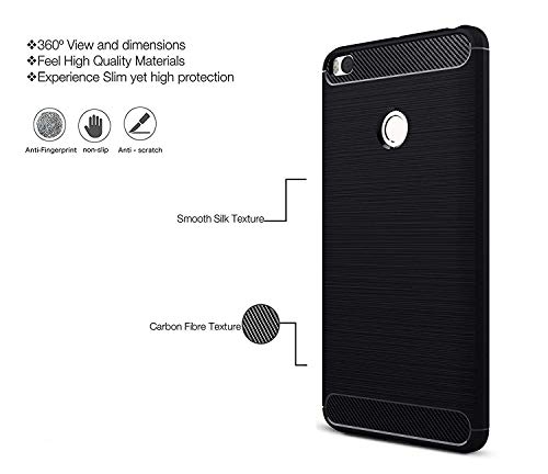 Image of JGD PRODUCTS Carbon Fiber Armor Drop Tested Shock Proof TPU Back Cover for Redmi Mi Max 2 (Black)