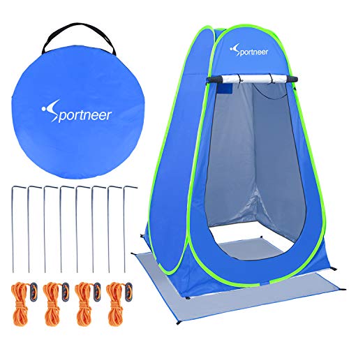 Pop Up Camping Shower Tent, Sportneer Portable Dressing Changing Room Privacy Shelter Tents for Outdoor Camping Beach Toilet and Indoor Photo Shoot with Carrying Bag, 6.25 ft Tall (Blue)