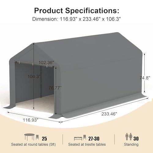 Gojooasis L36QCP Car Port Canopy Tent Carport 10'X20' Car Tent Portable Garage thumb #3